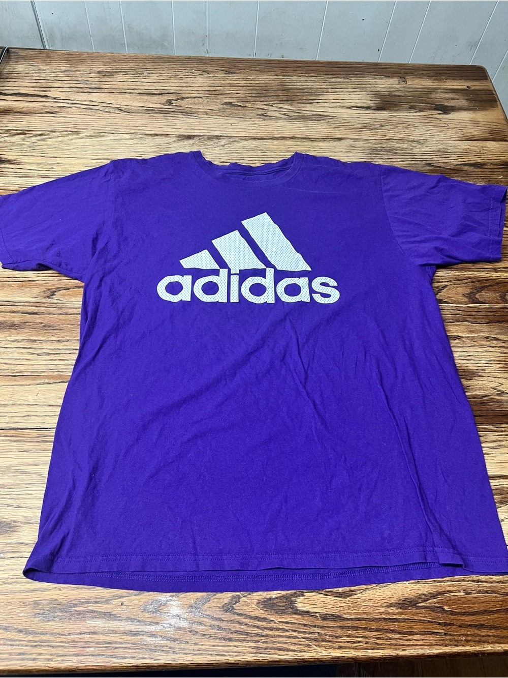 adidas Purple Short-Sleeve Logo Tee with White Trefoil